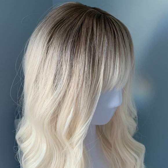 NEW Blonde Synthetic Wig with Bangs - Picture 2 of 4